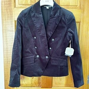 Ryegrass Womens Black Velvet Blazer Jacket Sz 6 Moto Mobwife Formal Evening Rock